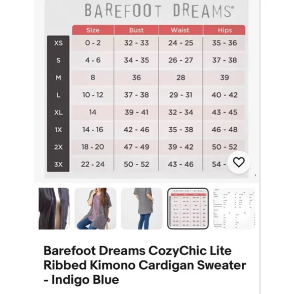 Barefoot Dreams Cozy Chic Light Ribbed Kimono Short Sleeve Cardi, Women’s Small - Picture 5 of 5